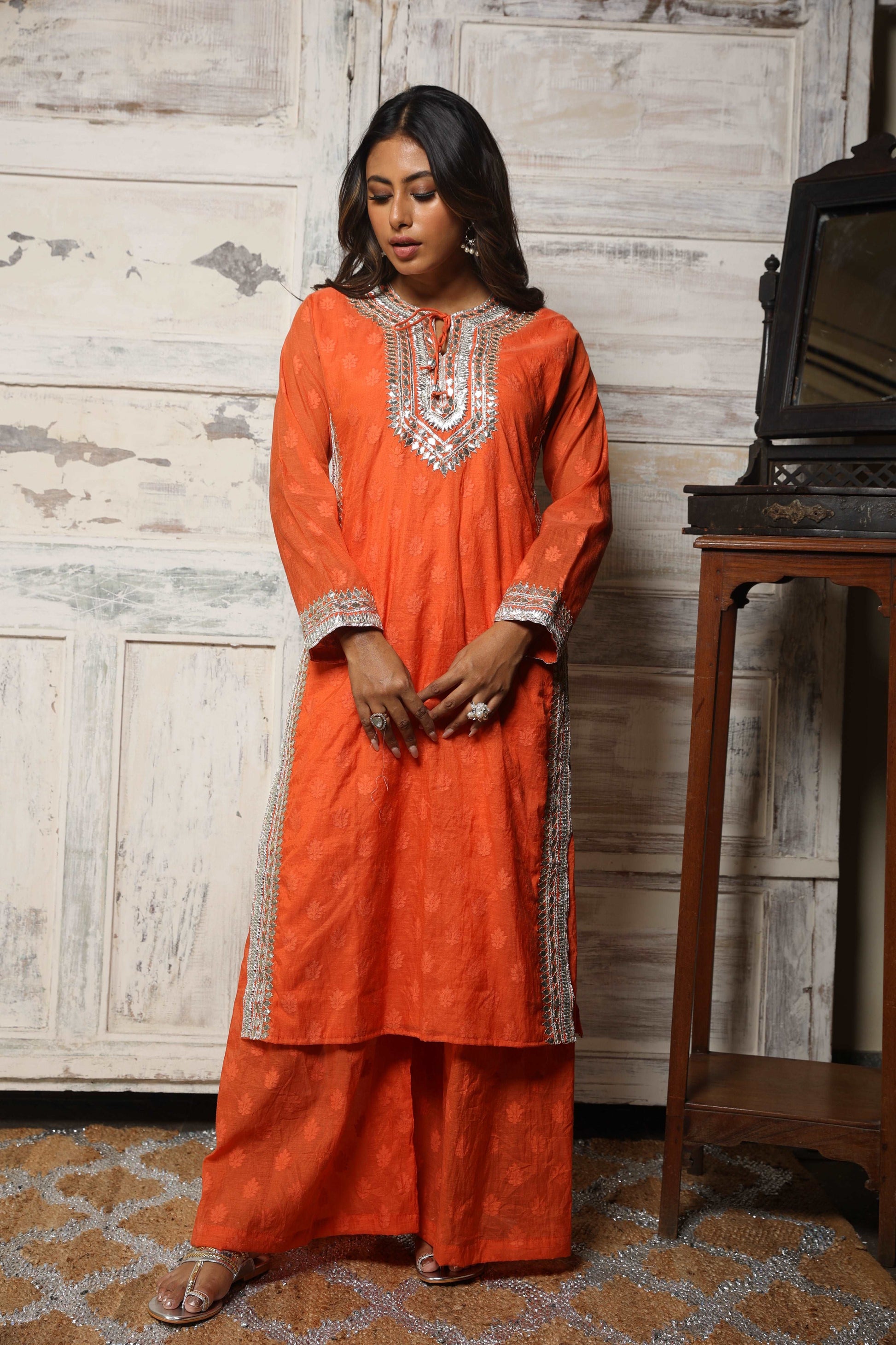 High slit kurta set