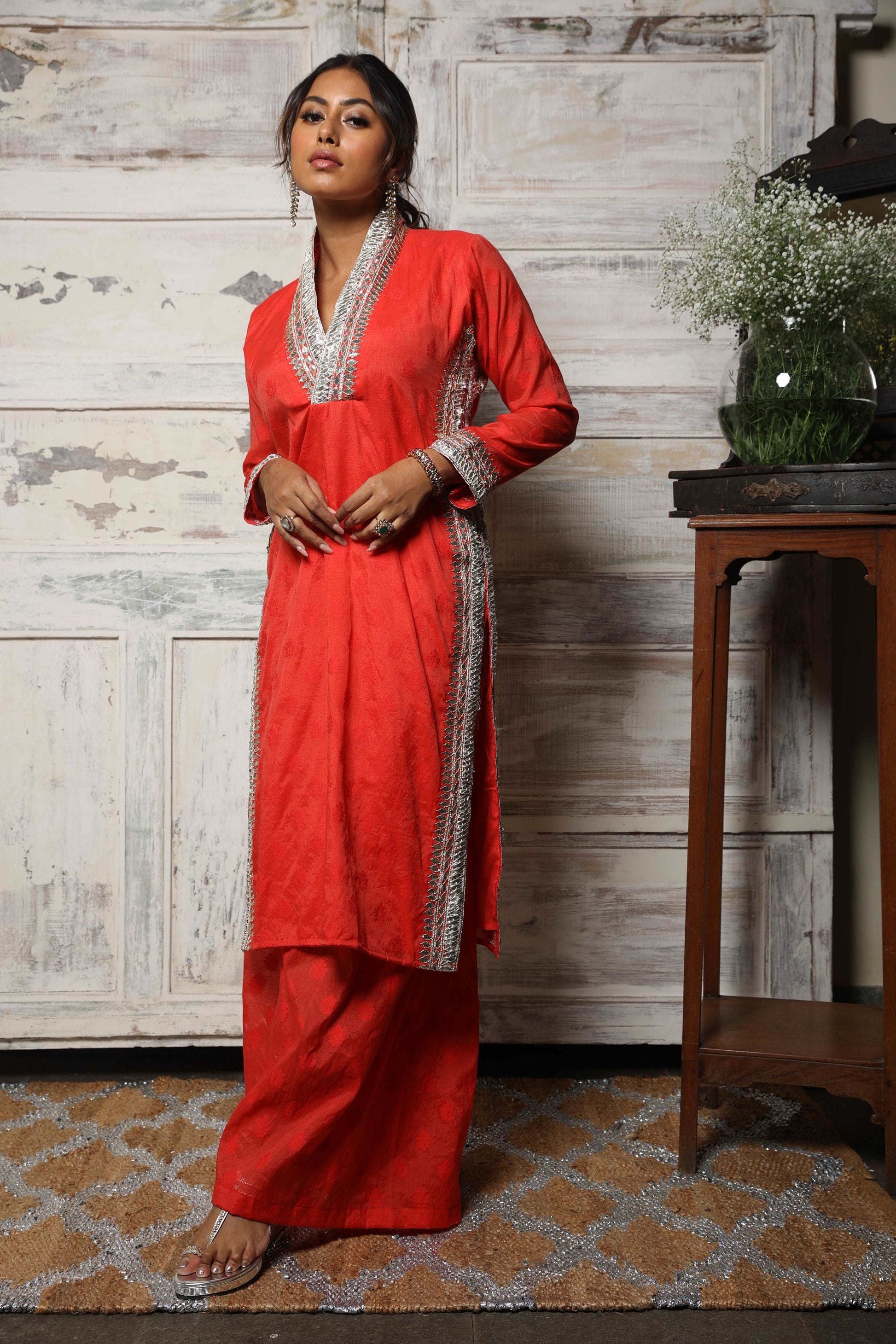 High slit kurta set