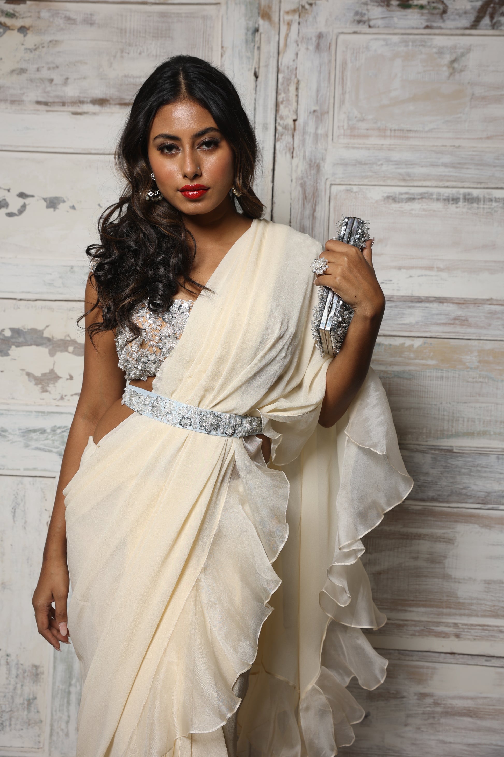 Ruffle saree