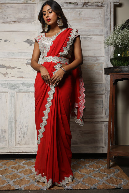 Pre pleated saree