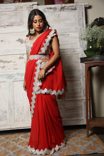 Pre pleated saree