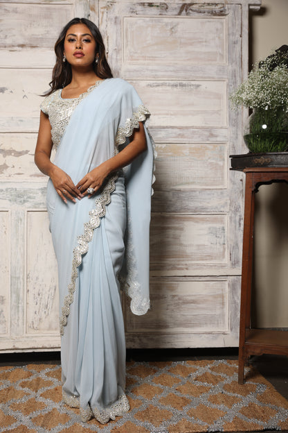 Pre pleated saree