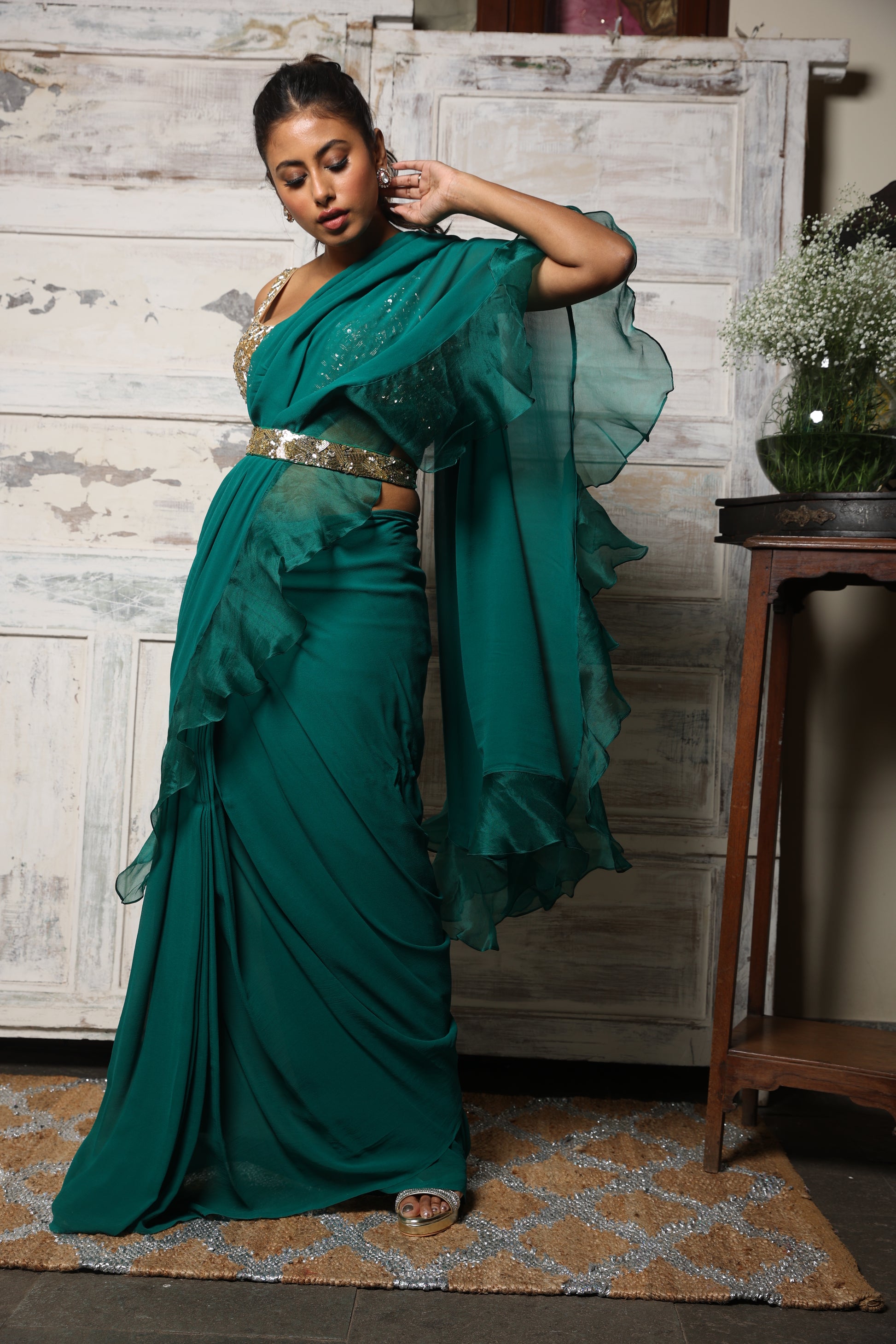 Ruffle saree