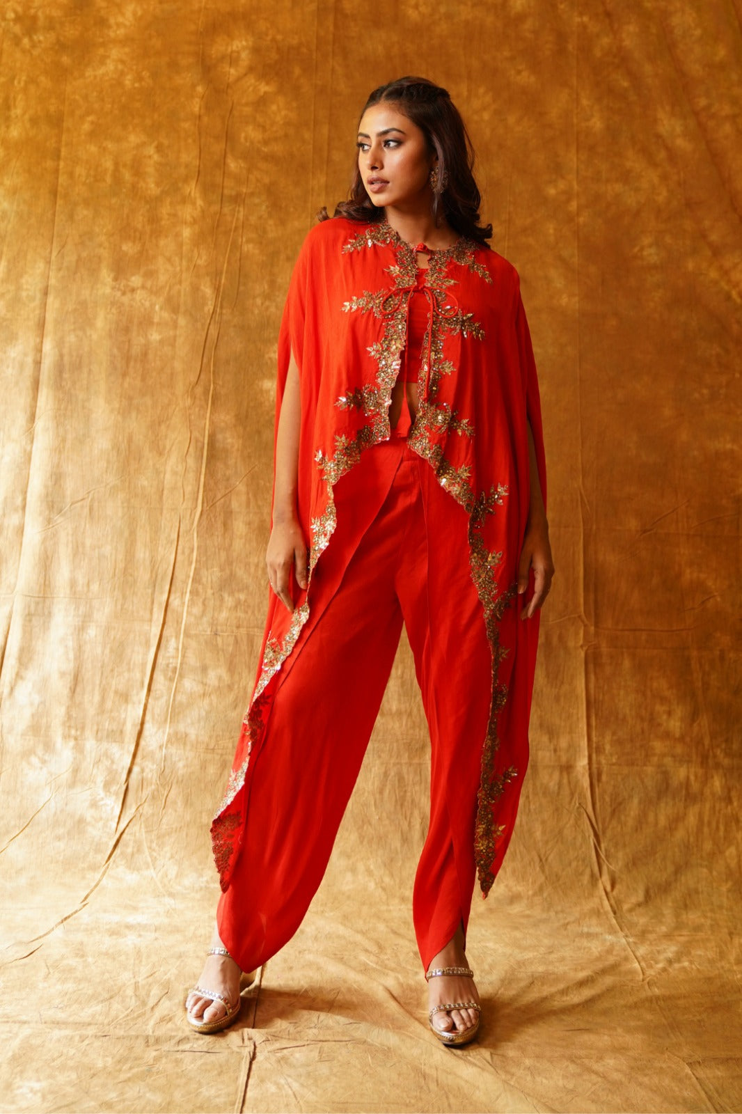 Fusion Flair - Collared cape & dhoti set