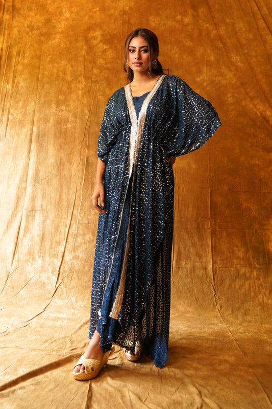 Mirrorwork Overlap Jacket & Draped Dhoti and Inner