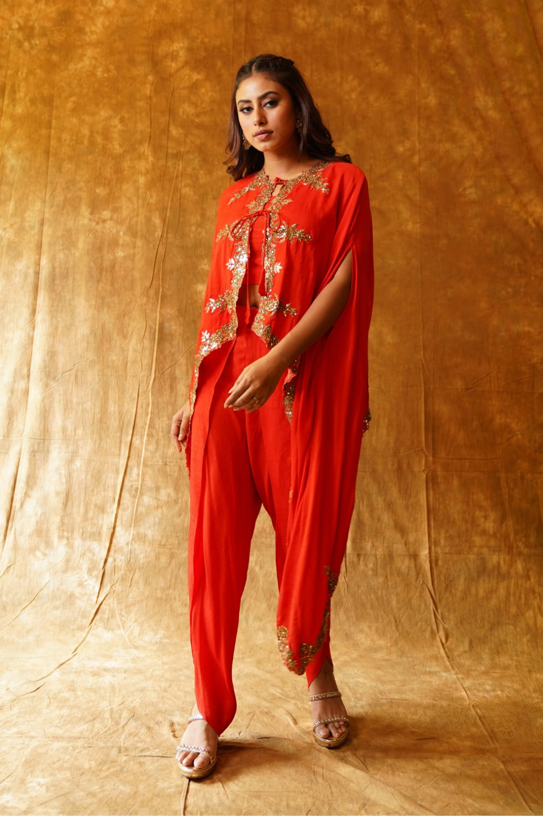 Fusion Flair - Collared cape & dhoti set