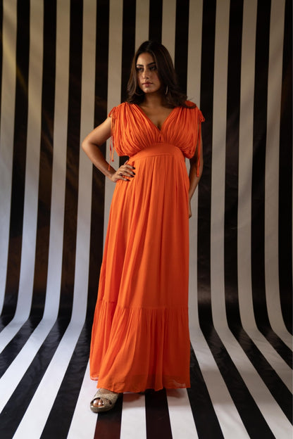 V Neck Maxi Dress