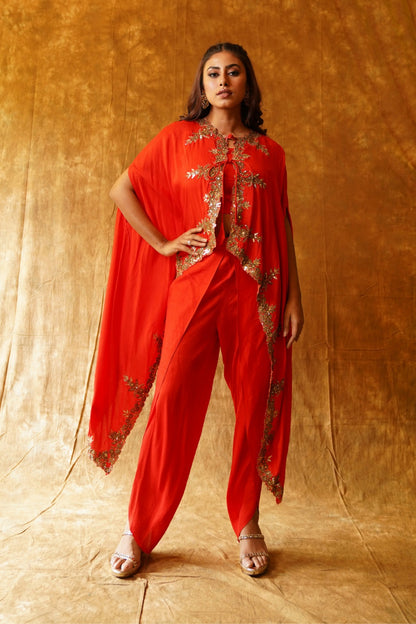 Fusion Flair - Collared cape & dhoti set