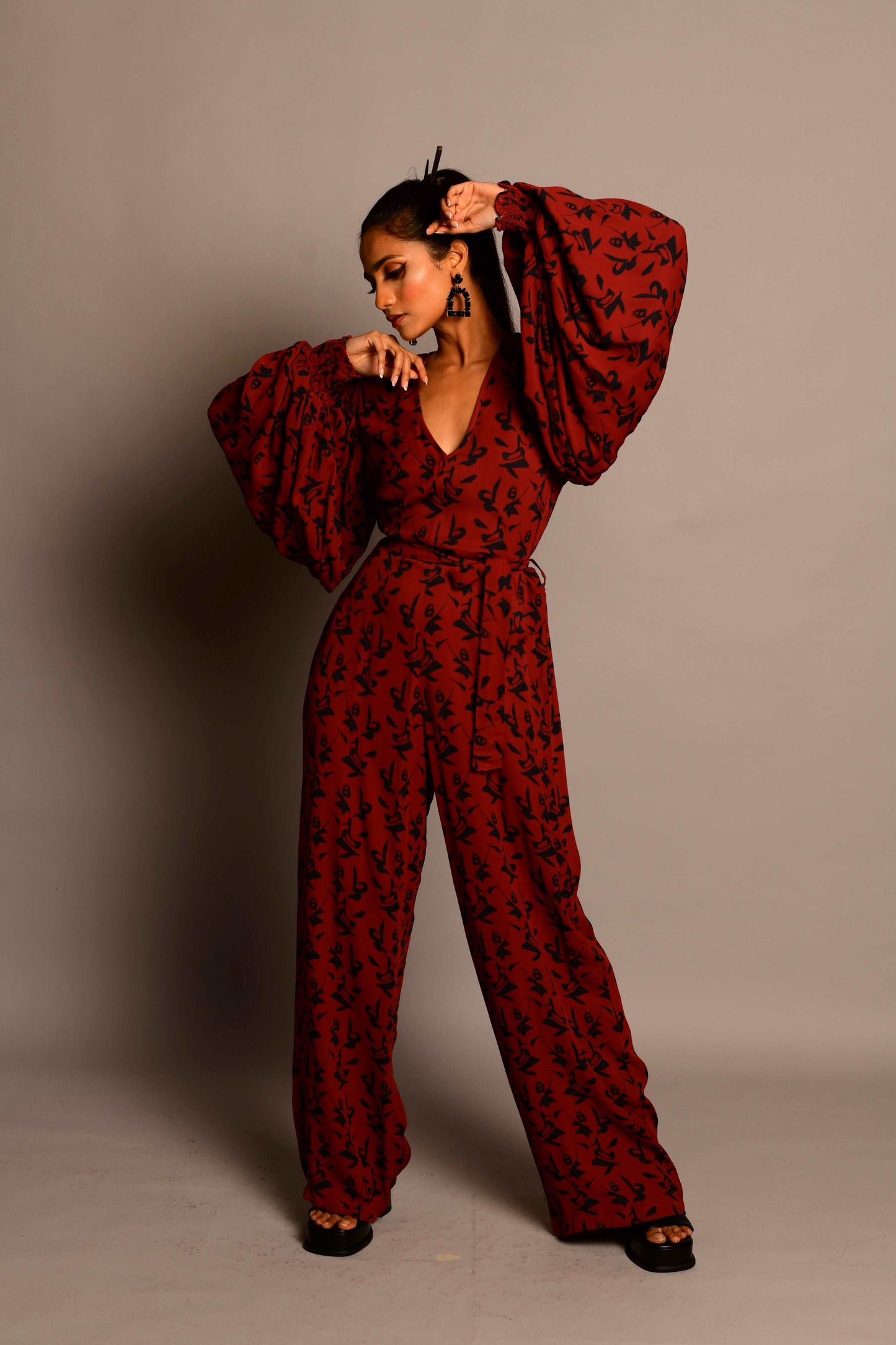 Balloon sleeves jumpsuit