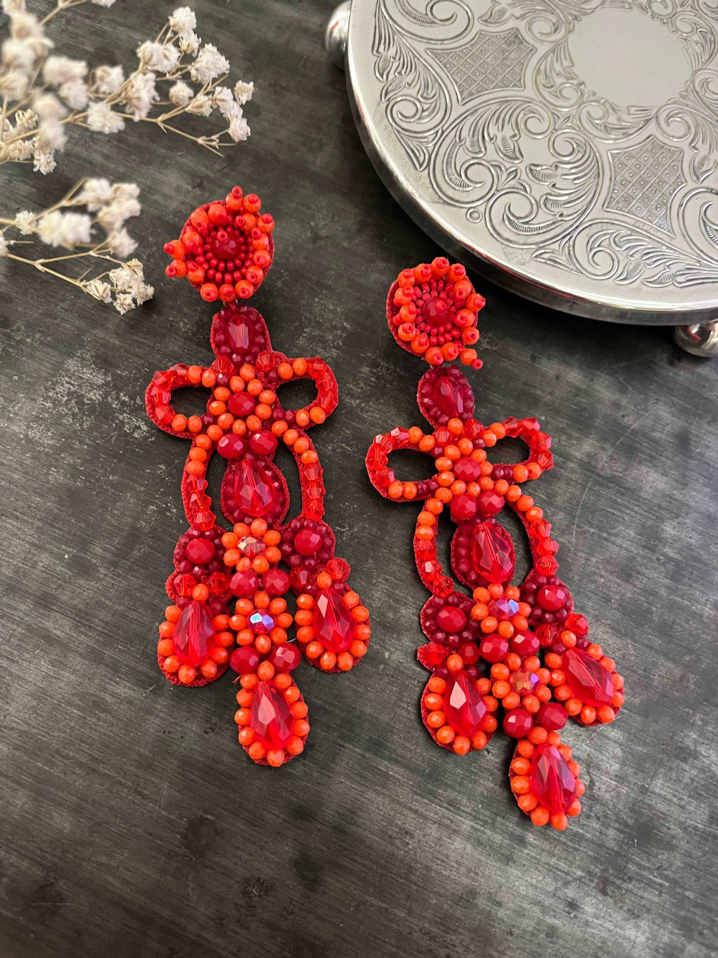  Baroque (Red) - Dangler Earrings