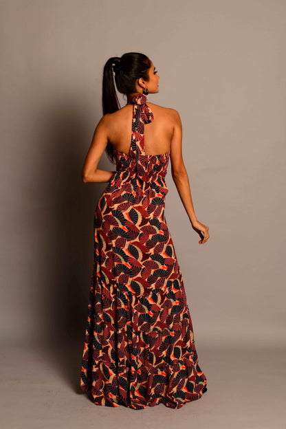 Halter neck maxi