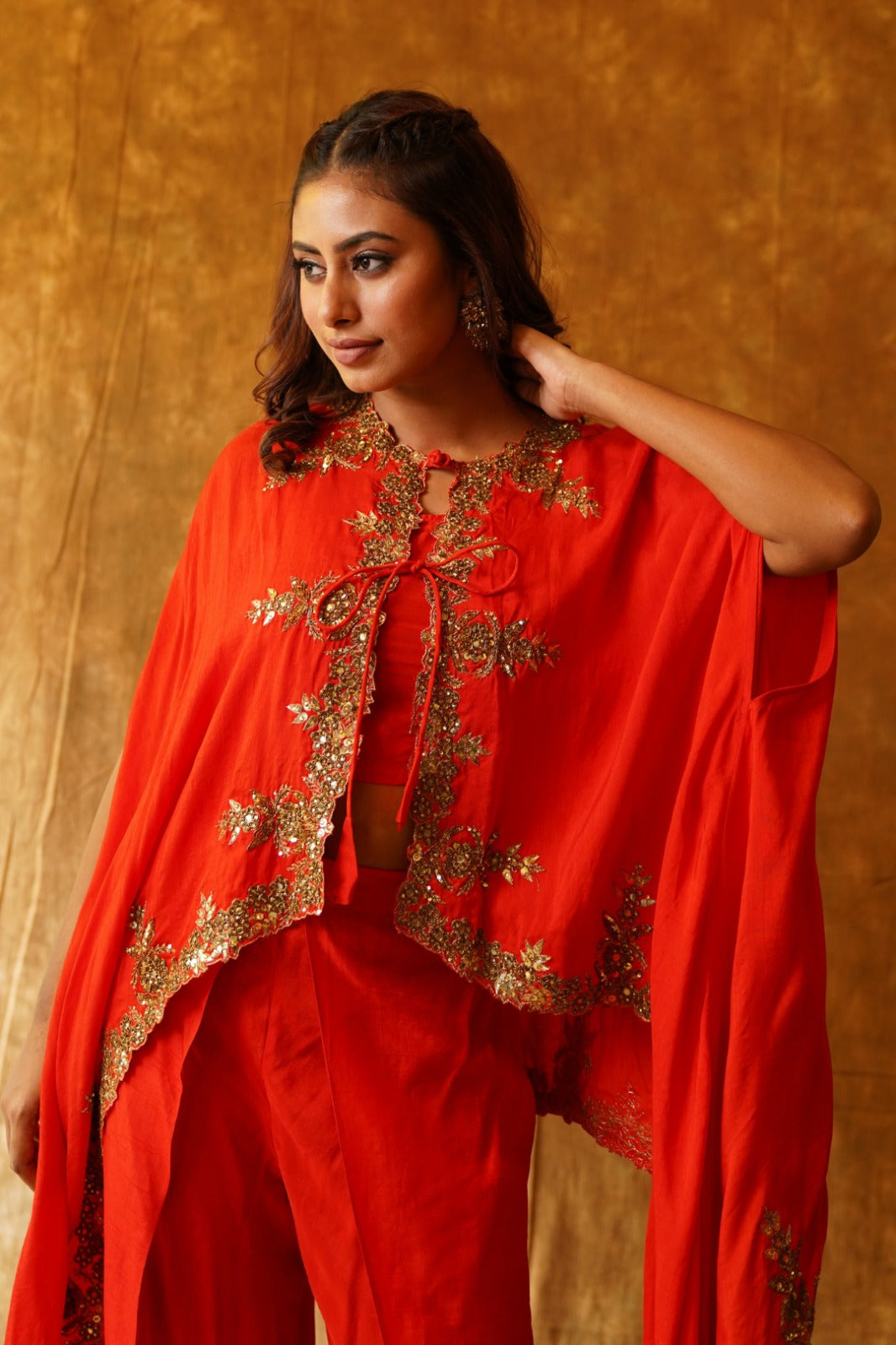 Fusion Flair - Collared cape & dhoti set