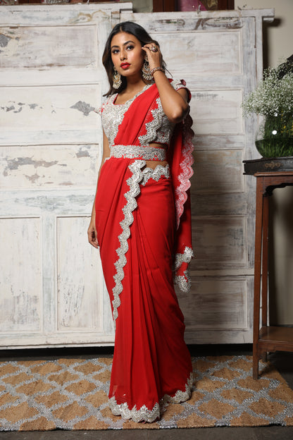 Pre pleated saree