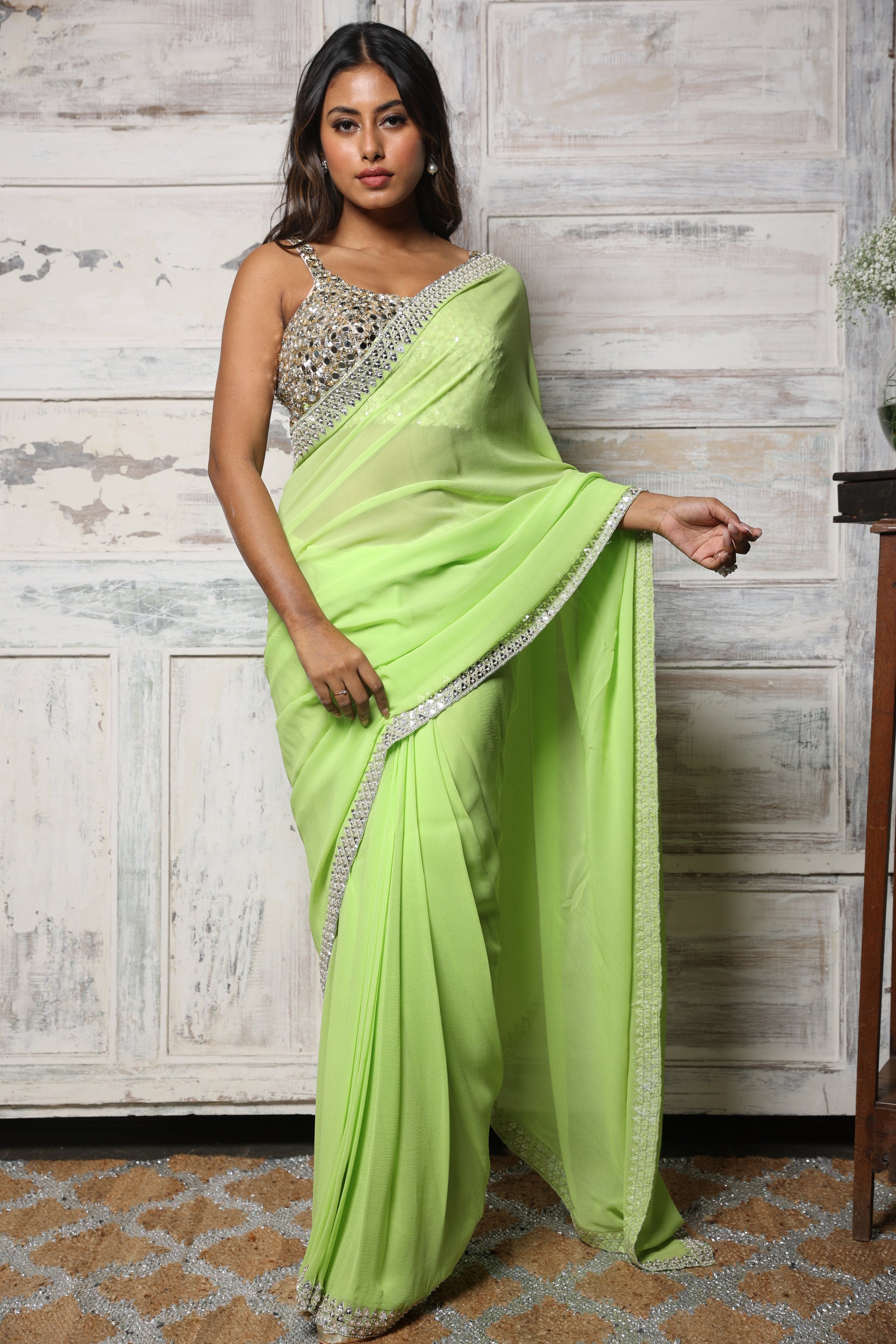 Pre pleated saree